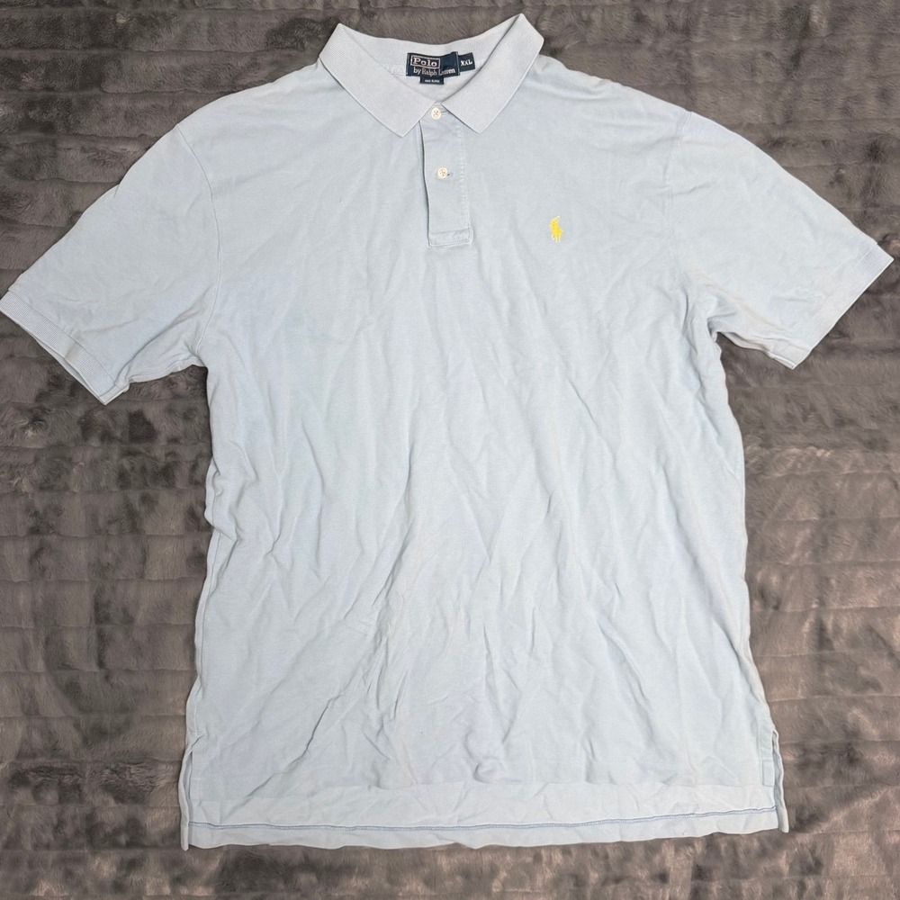 Polo Ralph Lauren Mens XXL Light Blue Short Sleeve Cotton Pique Polo Shirt